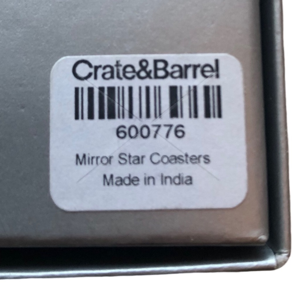 Crate&Barrel Mirrored Star Coasters, Pack of 4, Original Packaging NWOT - Picture 7 of 8